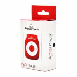 MP3 Player POWERTECH με clip Επαναφορτιζόμενο microSD Κόκκινο